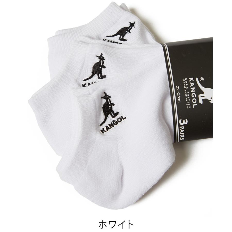 KANGOL ソックス メンズ  3足セット 3P 靴下 スニーカーソックス フットカバー ブラック 黒 グレー ホワイト 白 メンズファッション | KANGOL | 01