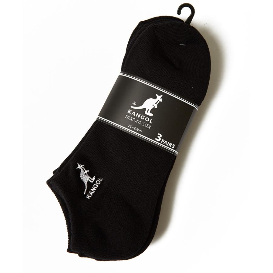 KANGOL ソックス メンズ  3足セット 3P 靴下 スニーカーソックス フットカバー ブラック 黒 グレー ホワイト 白 メンズファッション | KANGOL | 04
