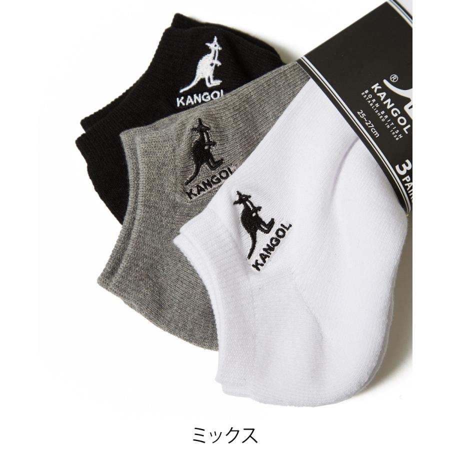 KANGOL ソックス メンズ  3足セット 3P 靴下 スニーカーソックス フットカバー ブラック 黒 グレー ホワイト 白 メンズファッション | KANGOL | 05