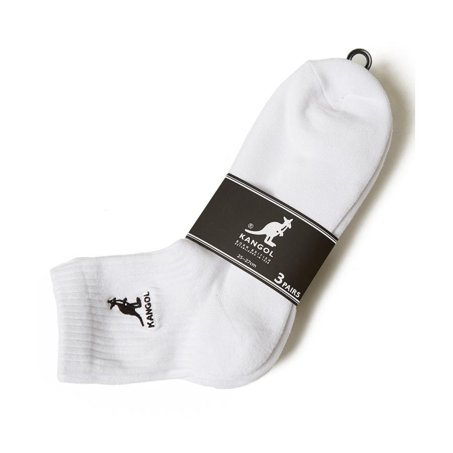 KANGOL ソックス メンズ  3足セット 3P 靴下 スニーカーソックス ミドル丈 ブラック 黒 グレー ホワイト 白 メンズファッション | KANGOL | 02