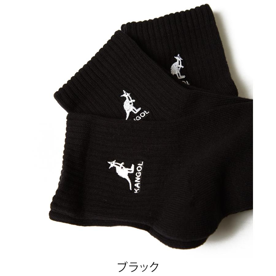 KANGOL ソックス メンズ  3足セット 3P 靴下 スニーカーソックス ミドル丈 ブラック 黒 グレー ホワイト 白 メンズファッション | KANGOL | 03