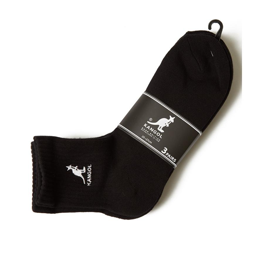 KANGOL ソックス メンズ  3足セット 3P 靴下 スニーカーソックス ミドル丈 ブラック 黒 グレー ホワイト 白 メンズファッション | KANGOL | 04