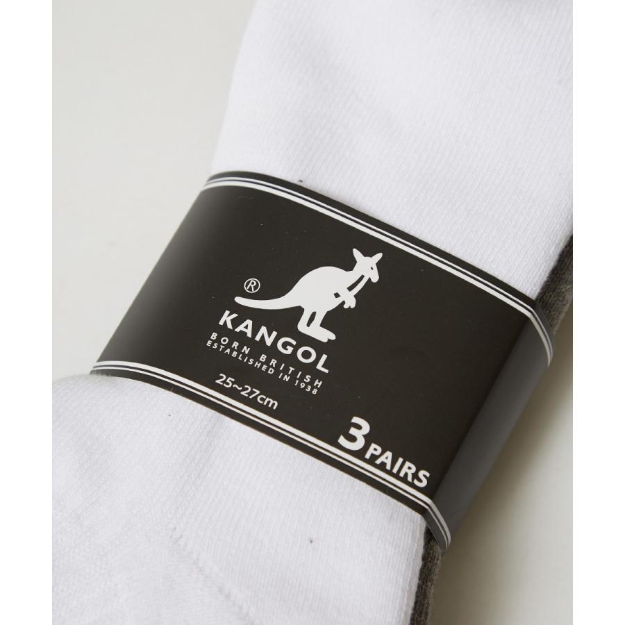 KANGOL ソックス メンズ  3足セット 3P 靴下 スニーカーソックス ミドル丈 ブラック 黒 グレー ホワイト 白 メンズファッション | KANGOL | 07