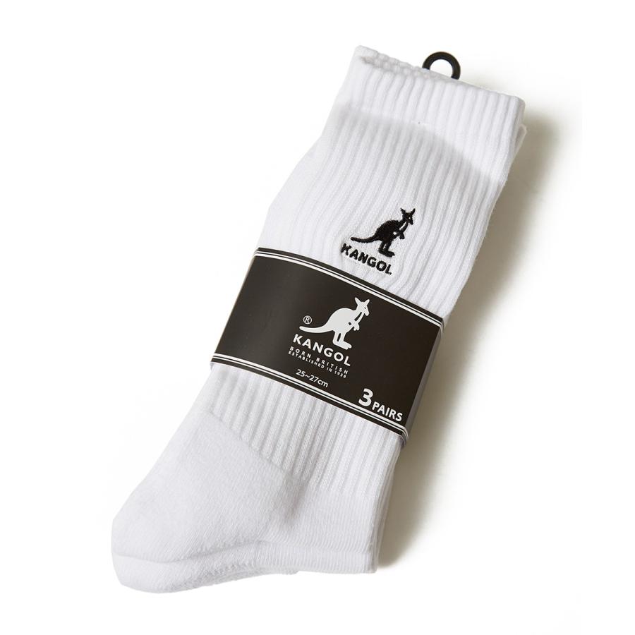 KANGOL ソックス メンズ  3足セット 3P 靴下 スニーカーソックス ミドル丈 ブラック 黒 グレー ホワイト 白 メンズファッション | KANGOL | 02