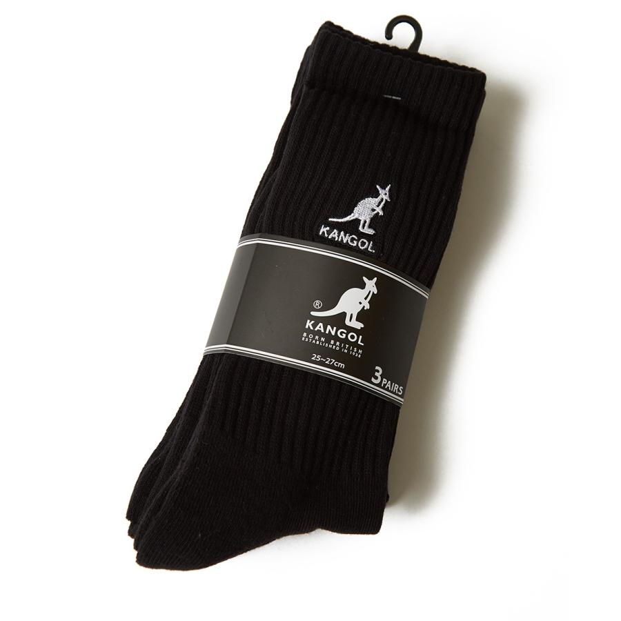 KANGOL ソックス メンズ  3足セット 3P 靴下 スニーカーソックス ミドル丈 ブラック 黒 グレー ホワイト 白 メンズファッション | KANGOL | 04