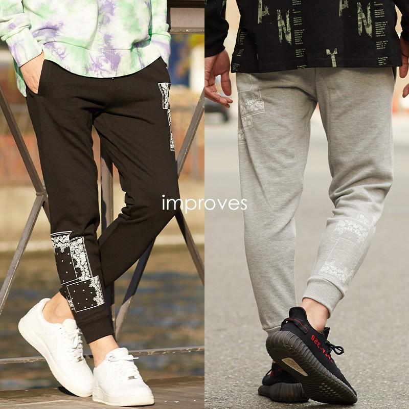 スウェットパンツ メンズ 裏毛 ペイズリー柄 ウエストゴム スリム リブパンツ ジョガーパンツ スエットパンツ 黒 Improves Improves インプローブス 通販 Yahoo ショッピング