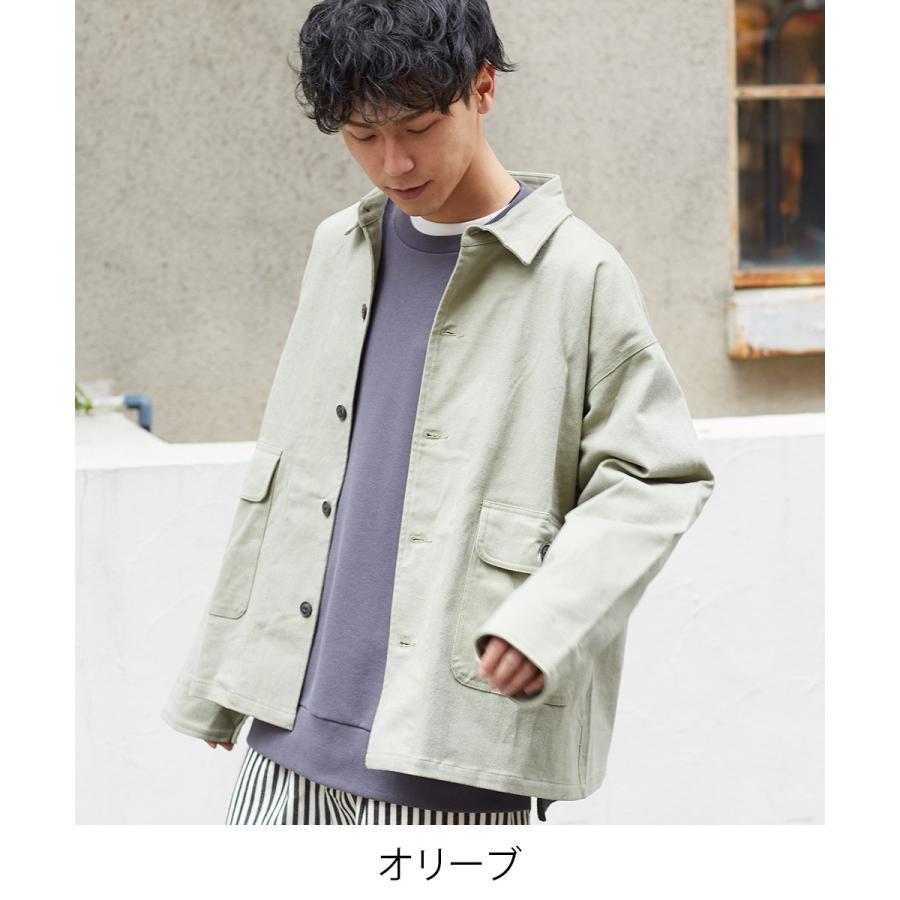 Revo. レヴォ カバーオール メンズ デニムジャケット Gジャン ミリタリージャケット ワークジャケット ルーズ ドロップショルダー 春 | Revo. | 01