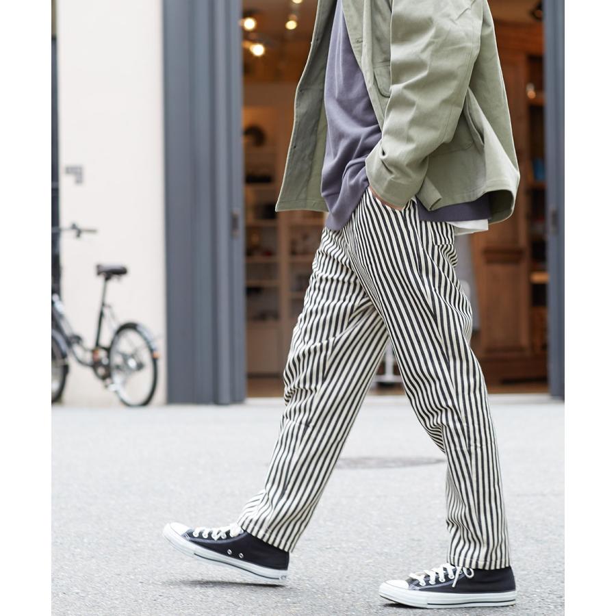 Revo. レヴォ テーパードパンツ メンズ ワークパンツ ワイドパンツ シェフパンツ タックパンツ ヒッコリー ストライプ ルーズシルエット 縞 ボーダー 春 | Revo. | 02