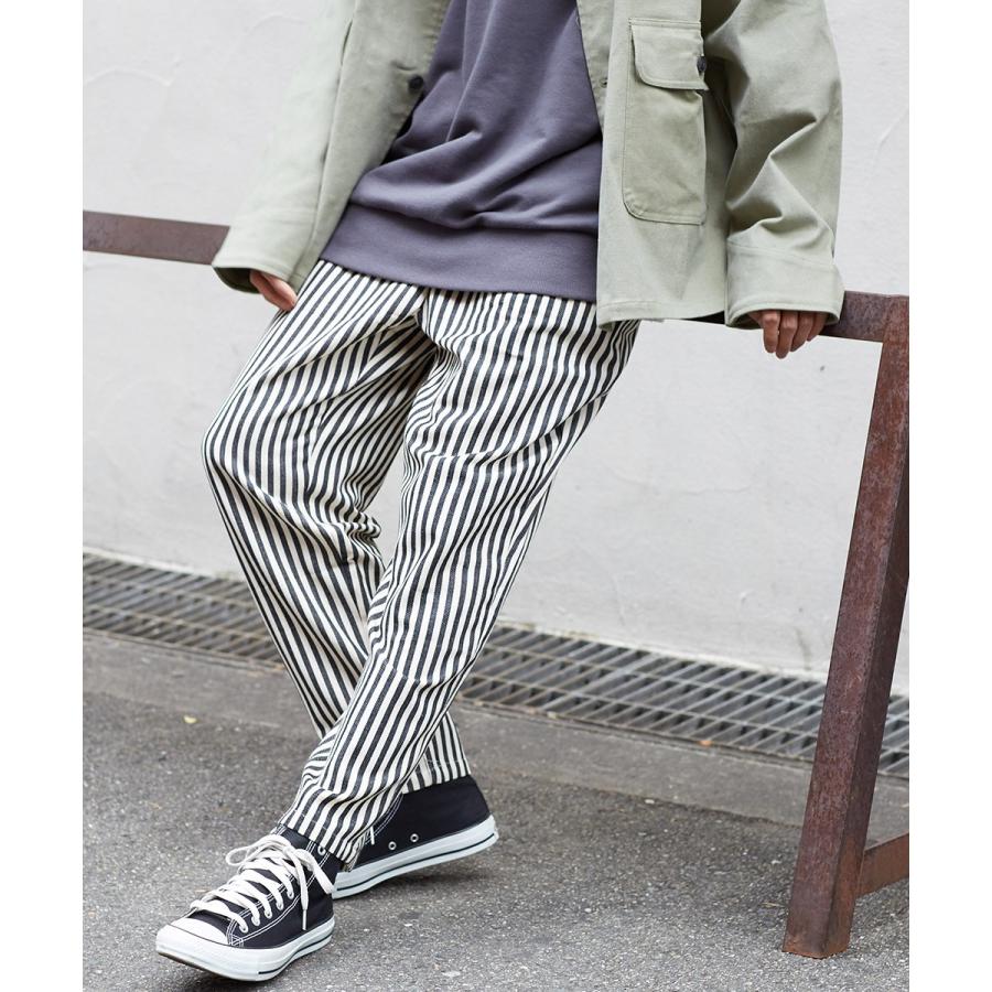 Revo. レヴォ テーパードパンツ メンズ ワークパンツ ワイドパンツ シェフパンツ タックパンツ ヒッコリー ストライプ ルーズシルエット 縞 ボーダー 春 | Revo. | 04