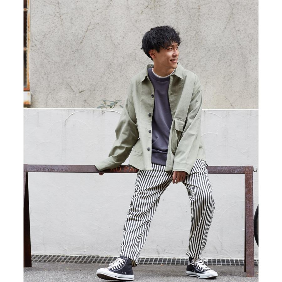 Revo. レヴォ テーパードパンツ メンズ ワークパンツ ワイドパンツ シェフパンツ タックパンツ ヒッコリー ストライプ ルーズシルエット 縞 ボーダー 春 | Revo. | 05