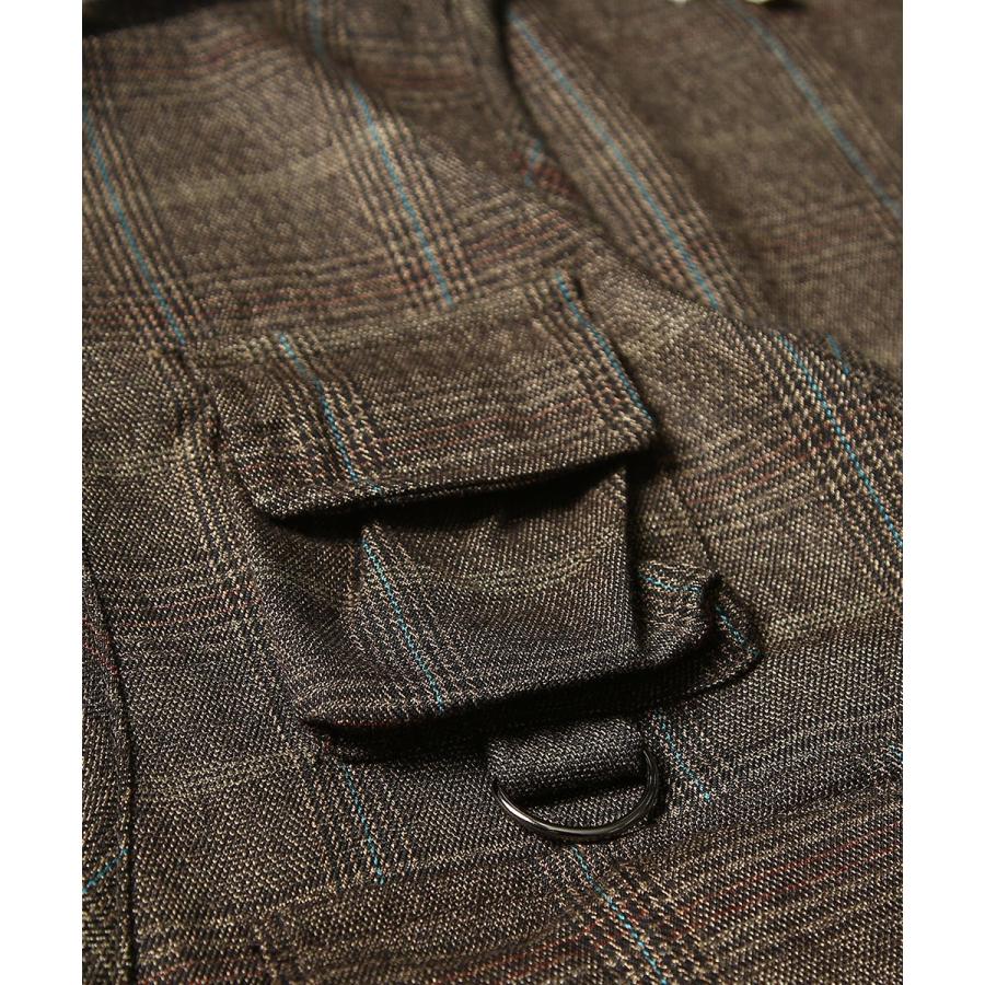 Revo. レヴォ ミリタリーベスト メンズ ツールベスト フィッシャーベスト トラベル グレンチェック 総柄 シャドーチェック ポケット モカ ブラック 春 | Revo. | 10