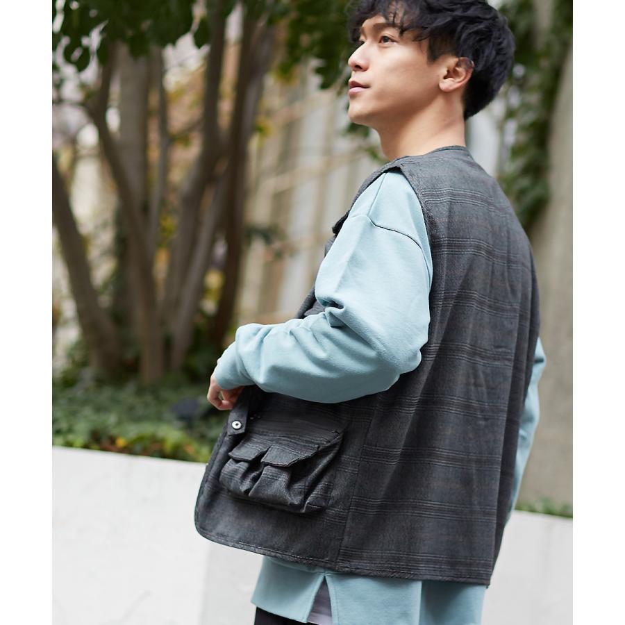 Revo. レヴォ ミリタリーベスト メンズ ツールベスト フィッシャーベスト トラベル グレンチェック 総柄 シャドーチェック ポケット モカ ブラック 春 | Revo. | 04