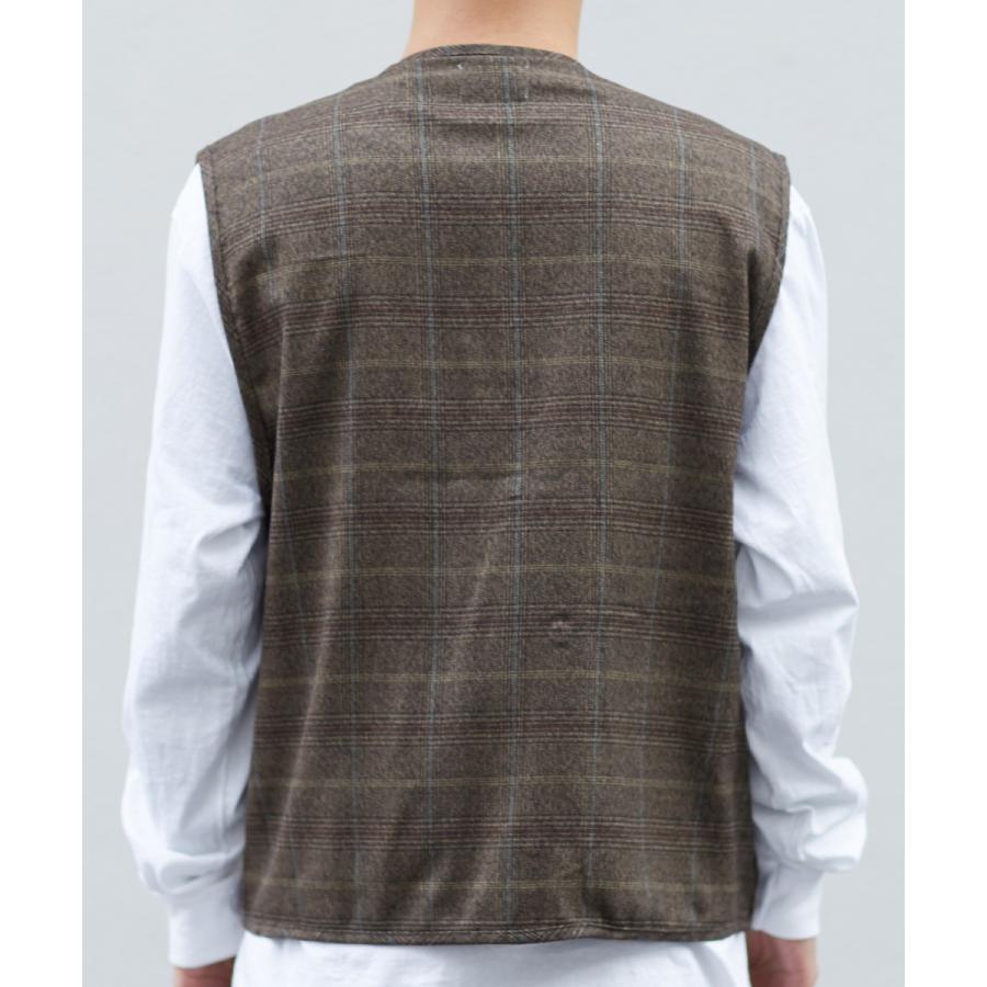 Revo. レヴォ ミリタリーベスト メンズ ツールベスト フィッシャーベスト トラベル グレンチェック 総柄 シャドーチェック ポケット モカ ブラック 春 | Revo. | 08