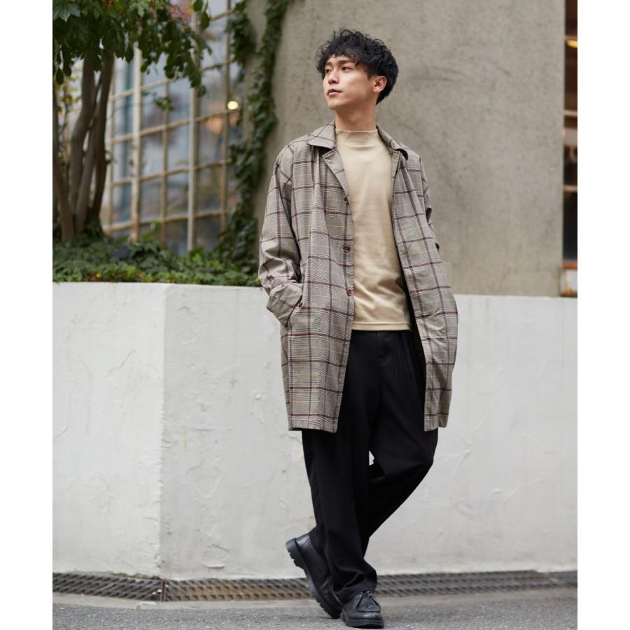 Revo. レヴォ ステンカラーコート メンズ ロングコート スプリングコート チェスターコート アウター チェック柄 ビッグシルエット オーバーサイズ 春 | Revo. | 03