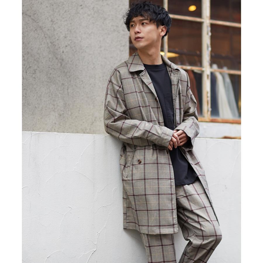Revo. レヴォ ステンカラーコート メンズ ロングコート スプリングコート チェスターコート アウター チェック柄 ビッグシルエット オーバーサイズ 春 | Revo. | 04