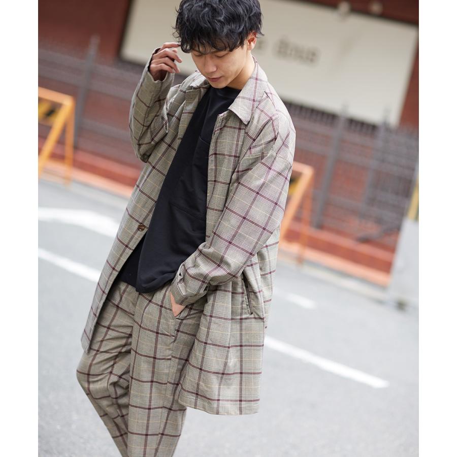 Revo. レヴォ ステンカラーコート メンズ ロングコート スプリングコート チェスターコート アウター チェック柄 ビッグシルエット オーバーサイズ 春 | Revo. | 05