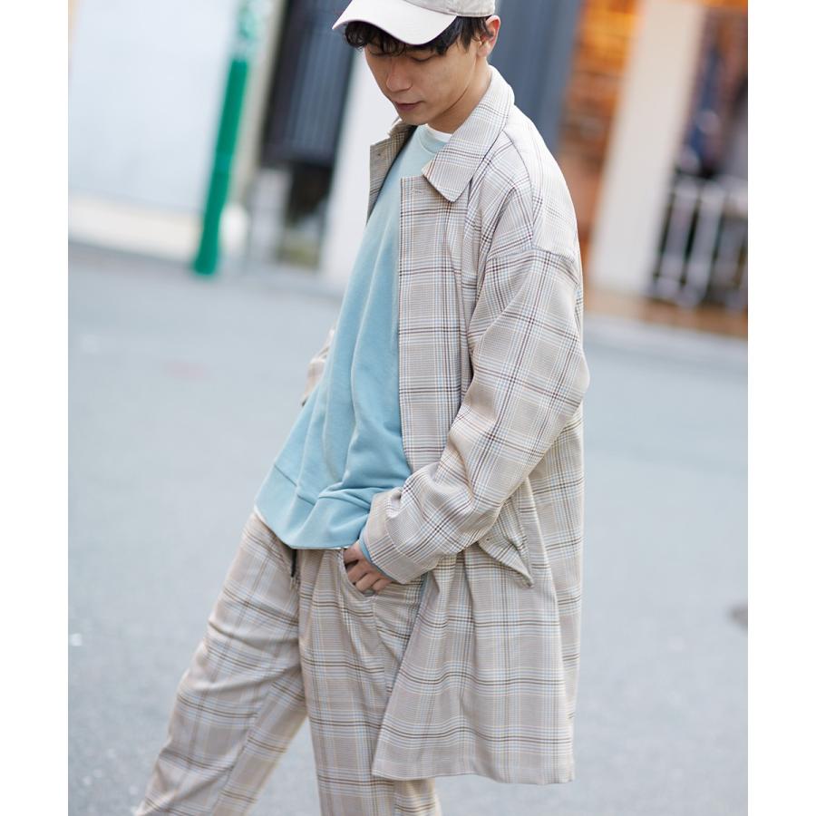Revo. レヴォ ステンカラーコート メンズ ロングコート スプリングコート チェスターコート アウター チェック柄 ビッグシルエット オーバーサイズ 春 | Revo. | 08