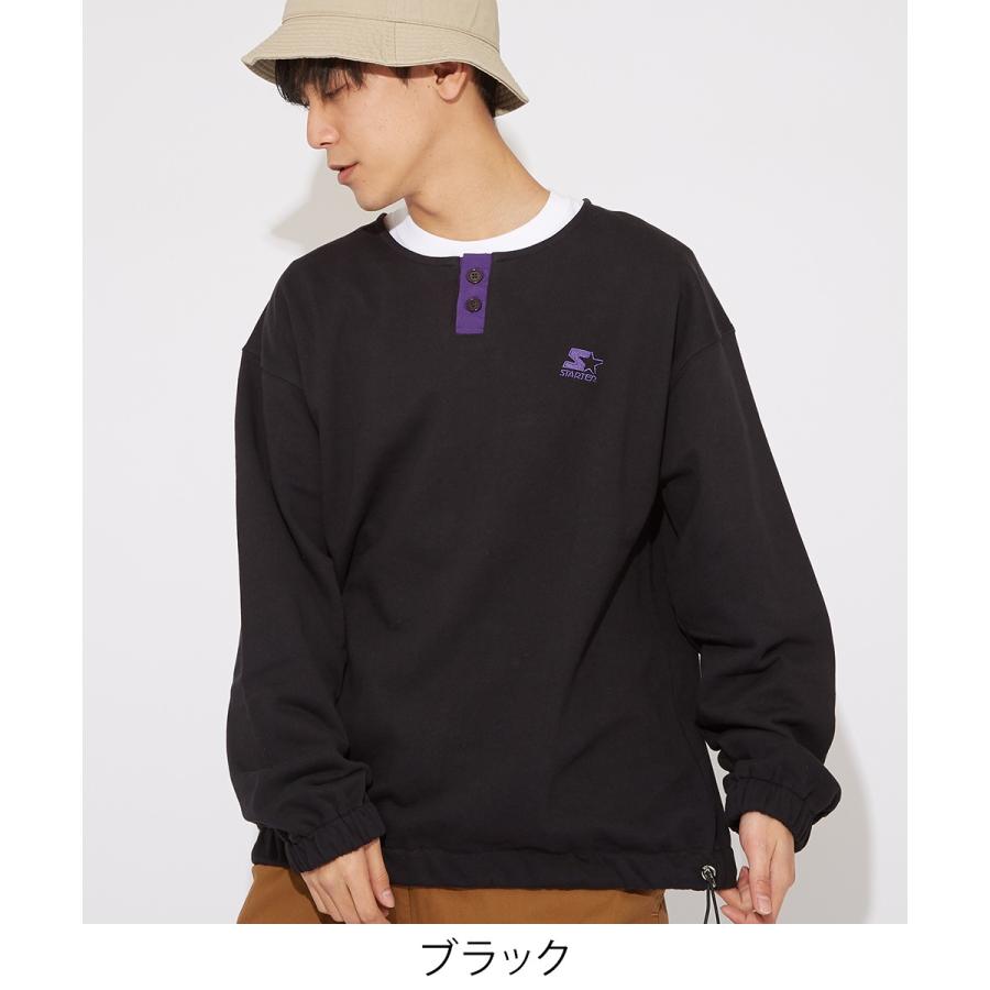 STARTER BLACK LABEL スターターブラックレーベル トレーナー メンズ スウェットトレーナー 長袖 ヘンリーネック ロゴ 刺繍 ゆったり 大きいサイズ | improves | 06