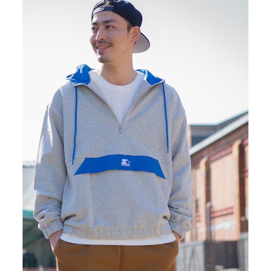 STARTER BLACK LABEL スターターブラックレーベル アノラックパーカー メンズ スウェットパーカー ハーフジップ 大きいサイズ プルオーバーパーカー | improves | 02