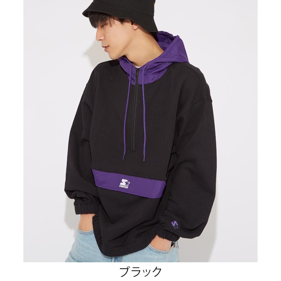STARTER BLACK LABEL スターターブラックレーベル アノラックパーカー メンズ スウェットパーカー ハーフジップ 大きいサイズ プルオーバーパーカー | improves | 07