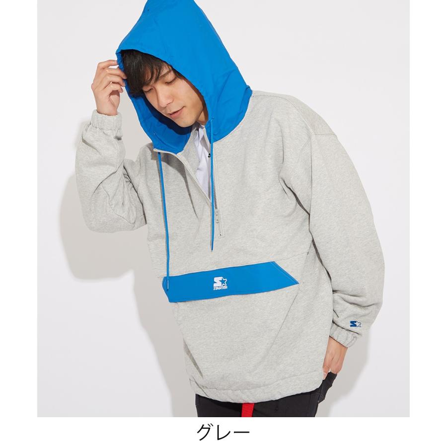 STARTER BLACK LABEL スターターブラックレーベル アノラックパーカー メンズ スウェットパーカー ハーフジップ 大きいサイズ プルオーバーパーカー | improves | 09