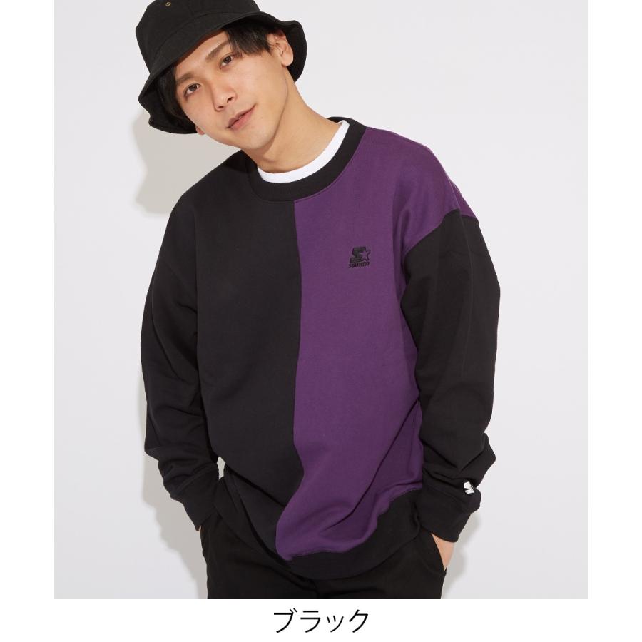 STARTER BLACK LABEL スターターブラックレーベル トレーナー メンズ スウェットトレーナー バイカラー クルーネック ロゴ 刺繍 大きいサイズ スエット ブランド | improves | 04