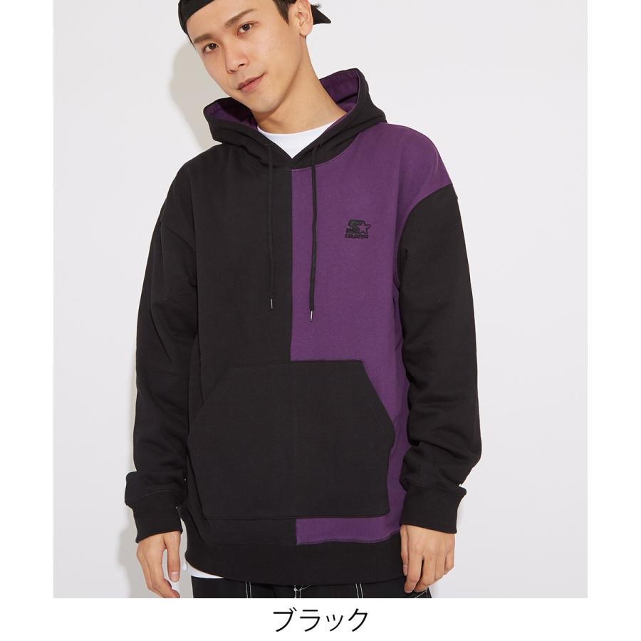 STARTER BLACK LABEL スターターブラックレーベル プルオーバーパーカー メンズ スウェットパーカー バイカラー 長袖 ロゴ 刺繍 ゆったり 大きいサイズ ブランド | improves | 04