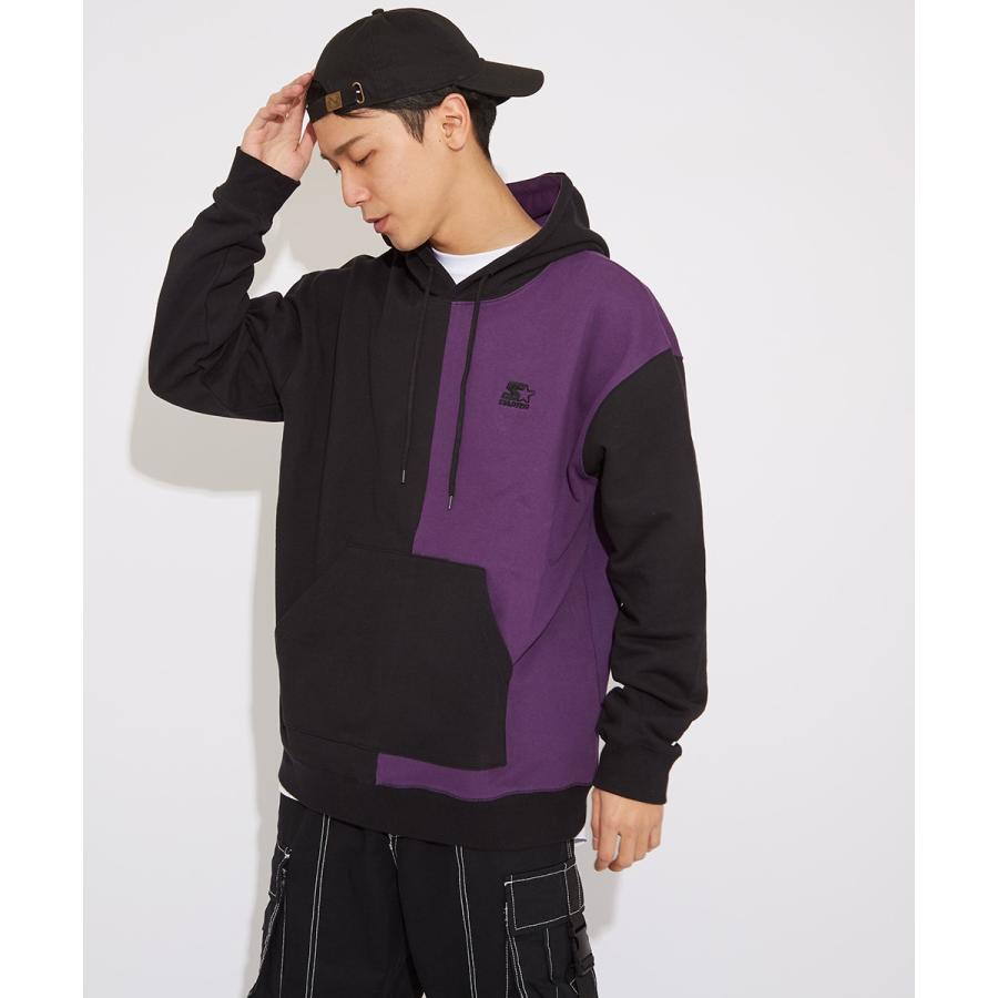 STARTER BLACK LABEL スターターブラックレーベル プルオーバーパーカー メンズ スウェットパーカー バイカラー 長袖 ロゴ 刺繍 ゆったり 大きいサイズ ブランド | improves | 05