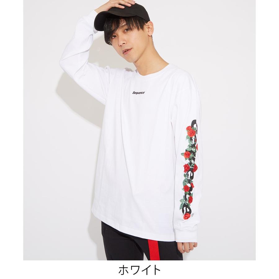 Sequence B One Soul ロンt メンズ Tシャツ 長袖 薔 バラ 刺繍 花柄 クルーネック ゆったり 大きいサイズ プリントtシャツ カットソー 黒 白 ブランド Improves インプローブス 通販 Yahoo ショッピング