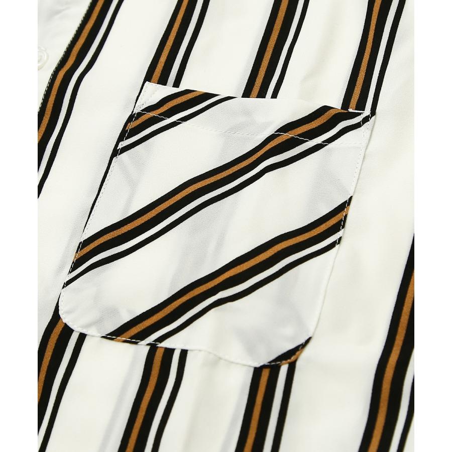 オーバーシャツ メンズ ストライプシャツ 長袖 オーバーサイズ ゆったり 大きいサイズ ビッグシャツ 長袖シャツ マルチストライプ柄 白 黒 青 improves | improves | 14