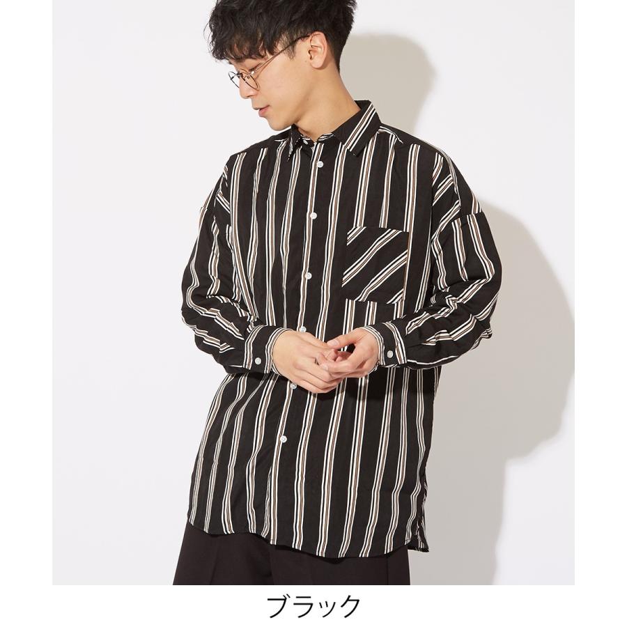 Babaghuri ストライプ柄長袖シャツ　美品♡ improves（インプローブス） オーバーシャツ メンズ ストライプシャツ