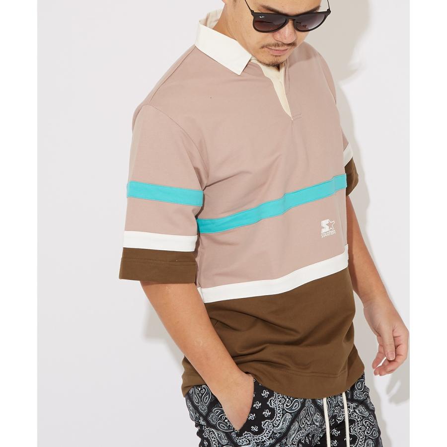 STARTER BLACK LABEL スターターブラックレーベル ポロシャツ メンズ 半袖 ビッグシルエット ラガーシャツ スウェットシャツ ロゴ ライン 大きいサイズ ブランド | improves | 02