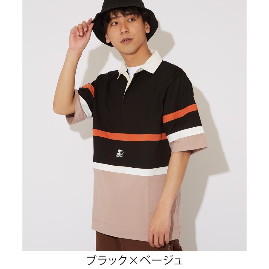 STARTER BLACK LABEL スターターブラックレーベル ポロシャツ メンズ 半袖 ビッグシルエット ラガーシャツ スウェットシャツ ロゴ ライン 大きいサイズ ブランド | improves | 04