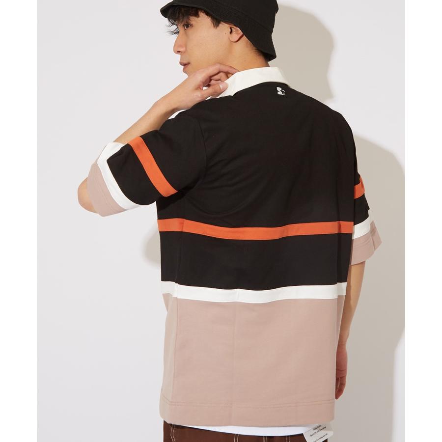 STARTER BLACK LABEL スターターブラックレーベル ポロシャツ メンズ 半袖 ビッグシルエット ラガーシャツ スウェットシャツ ロゴ ライン 大きいサイズ ブランド | improves | 05