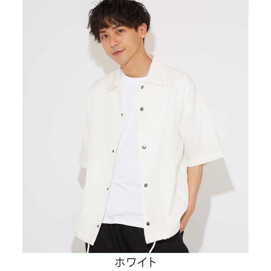 半袖シャツ メンズ シャツジャケット コーチジャケット ビッグシャツ 無地 シンプル ゆったり 大きいサイズ ビッグシルエット オーバーサイズ 白 黒 improves | improves | 01