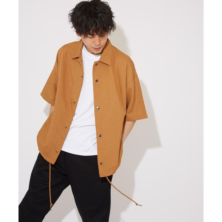 半袖シャツ メンズ シャツジャケット コーチジャケット ビッグシャツ 無地 シンプル ゆったり 大きいサイズ ビッグシルエット オーバーサイズ 白 黒 improves | improves | 10