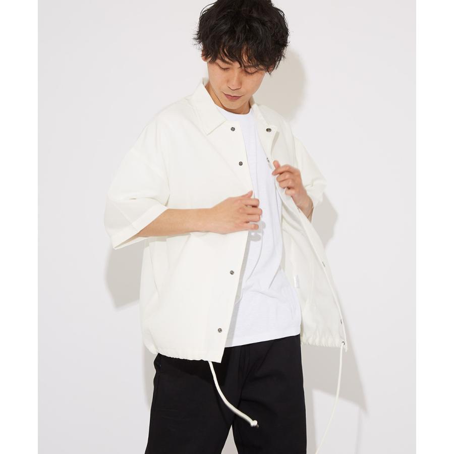 半袖シャツ メンズ シャツジャケット コーチジャケット ビッグシャツ 無地 シンプル ゆったり 大きいサイズ ビッグシルエット オーバーサイズ 白 黒 improves | improves | 02