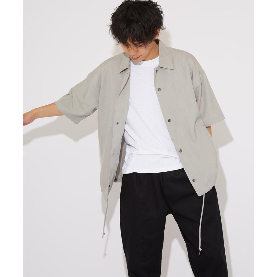 半袖シャツ メンズ シャツジャケット コーチジャケット ビッグシャツ 無地 シンプル ゆったり 大きいサイズ ビッグシルエット オーバーサイズ 白 黒 improves | improves | 04