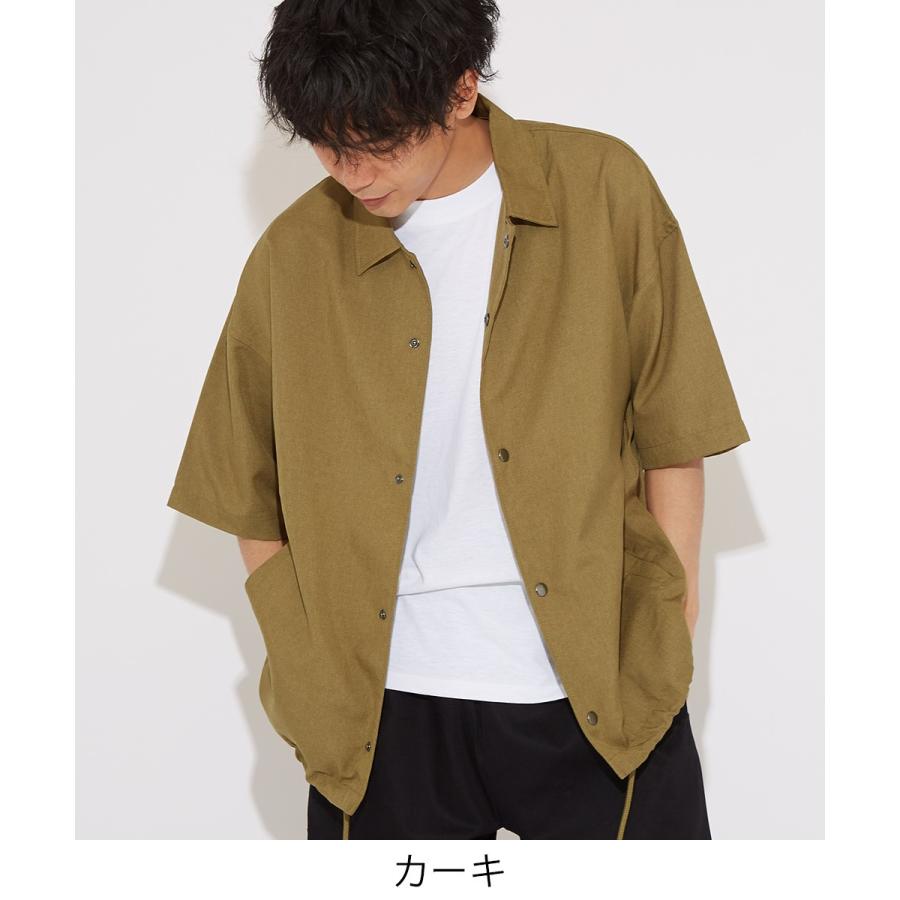 半袖シャツ メンズ シャツジャケット コーチジャケット ビッグシャツ 無地 シンプル ゆったり 大きいサイズ ビッグシルエット オーバーサイズ 白 黒 improves | improves | 05