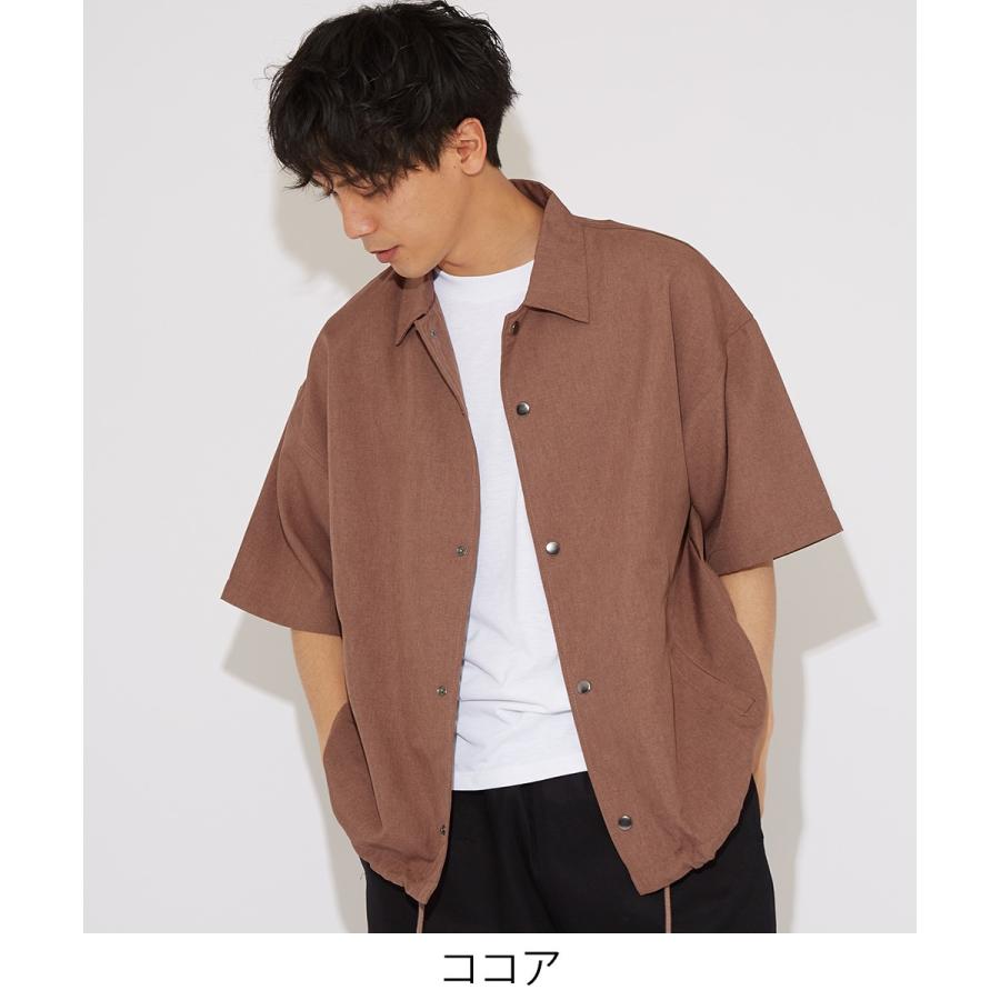 半袖シャツ メンズ シャツジャケット コーチジャケット ビッグシャツ 無地 シンプル ゆったり 大きいサイズ ビッグシルエット オーバーサイズ 白 黒 improves | improves | 07