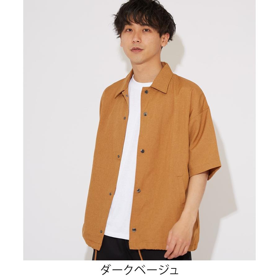 半袖シャツ メンズ シャツジャケット コーチジャケット ビッグシャツ 無地 シンプル ゆったり 大きいサイズ ビッグシルエット オーバーサイズ 白 黒 improves | improves | 09