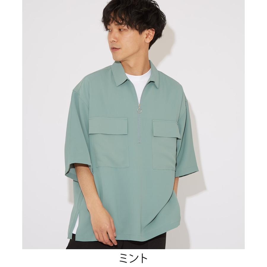 半袖シャツ メンズ ビッグシャツ 無地 シンプル プルオーバー 大きいサイズ ビッグシルエット オーバーサイズ 白 黒 緑 キレイめ きれいめ Improves Improves インプローブス 通販 Yahoo ショッピング