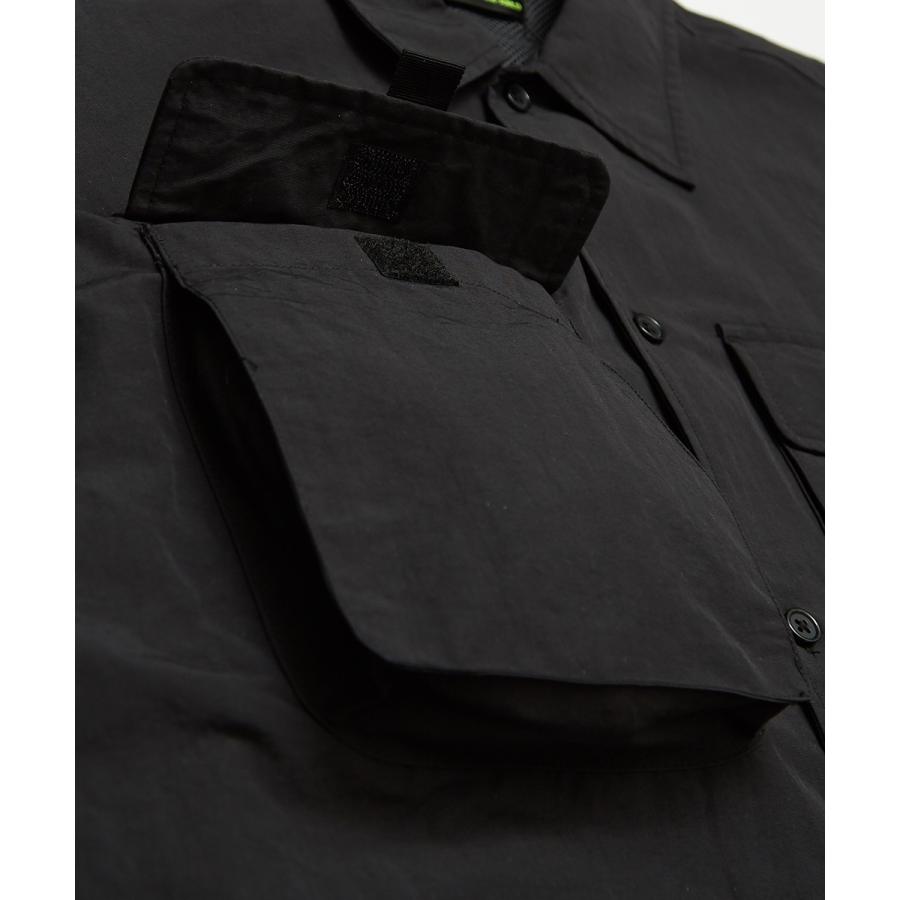 Sequence B ONE SOUL シーケンス ワイドシャツ メンズ 半袖シャツ ロゴプリント 大きいサイス ビッグシルエット ワークシャツ ミリタリーシャツ 黒 青 ブランド | improves | 10