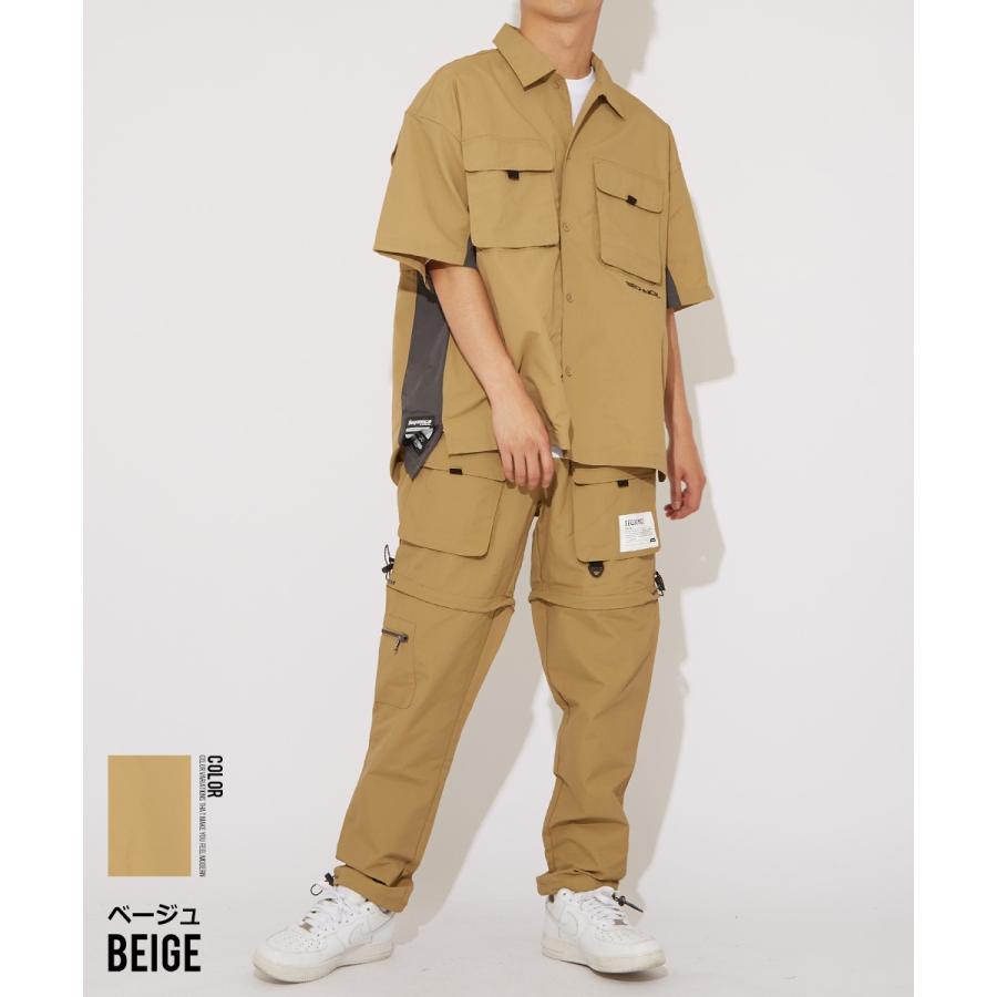 Sequence B ONE SOUL シーケンス ワイドシャツ メンズ 半袖シャツ ロゴプリント 大きいサイス ビッグシルエット ワークシャツ ミリタリーシャツ 黒 青 ブランド | improves | 05