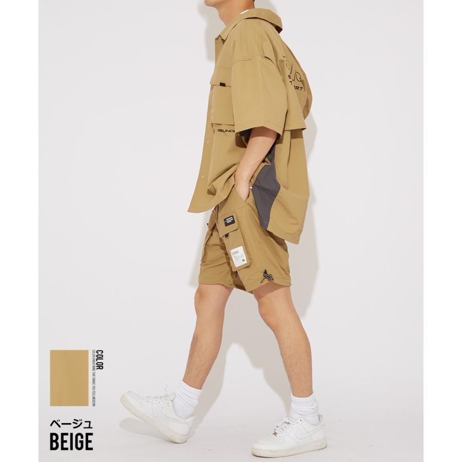 Sequence B ONE SOUL シーケンス ワイドシャツ メンズ 半袖シャツ ロゴプリント 大きいサイス ビッグシルエット ワークシャツ ミリタリーシャツ 黒 青 ブランド | improves | 06