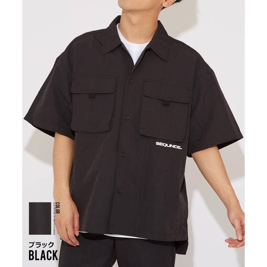 Sequence B ONE SOUL シーケンス ワイドシャツ メンズ 半袖シャツ ロゴプリント 大きいサイス ビッグシルエット ワークシャツ ミリタリーシャツ 黒 青 ブランド | improves | 07