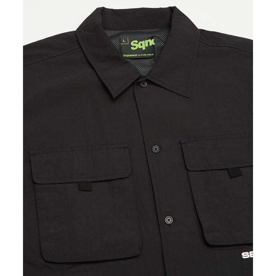Sequence B ONE SOUL シーケンス ワイドシャツ メンズ 半袖シャツ ロゴプリント 大きいサイス ビッグシルエット ワークシャツ ミリタリーシャツ 黒 青 ブランド | improves | 09