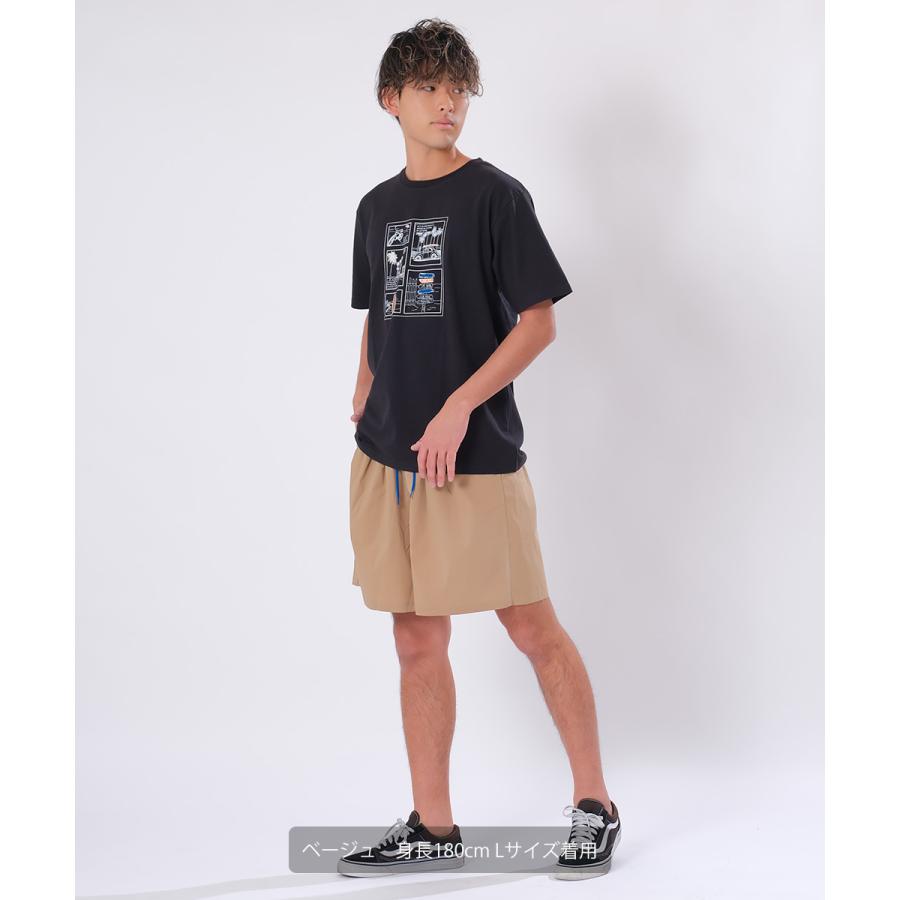 黒 ハーフパンツ ウエストゴム 美品 クロ Mサイズ ラインロゴ ハーフパンツ ウエストゴム
