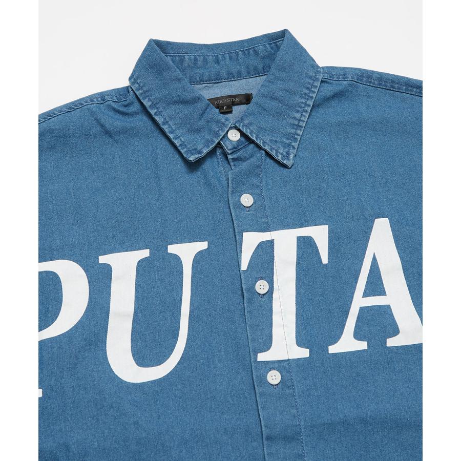 ビッグシャツ メンズ 半袖シャツ ロゴプリント ビッグロゴ ビッグシルエット オーバーサイズ 大きいサイズ デニムシャツ 青 黒 improves | improves | 10