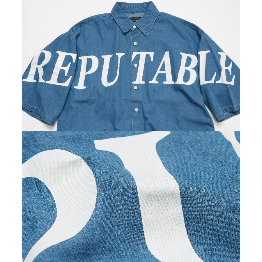 ビッグシャツ メンズ 半袖シャツ ロゴプリント ビッグロゴ ビッグシルエット オーバーサイズ 大きいサイズ デニムシャツ 青 黒 improves | improves | 11